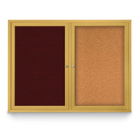United Visual Products Corkboard, Med Grey /Bronze, 72" x 48" UV408-BRONZE-MEDGRY
